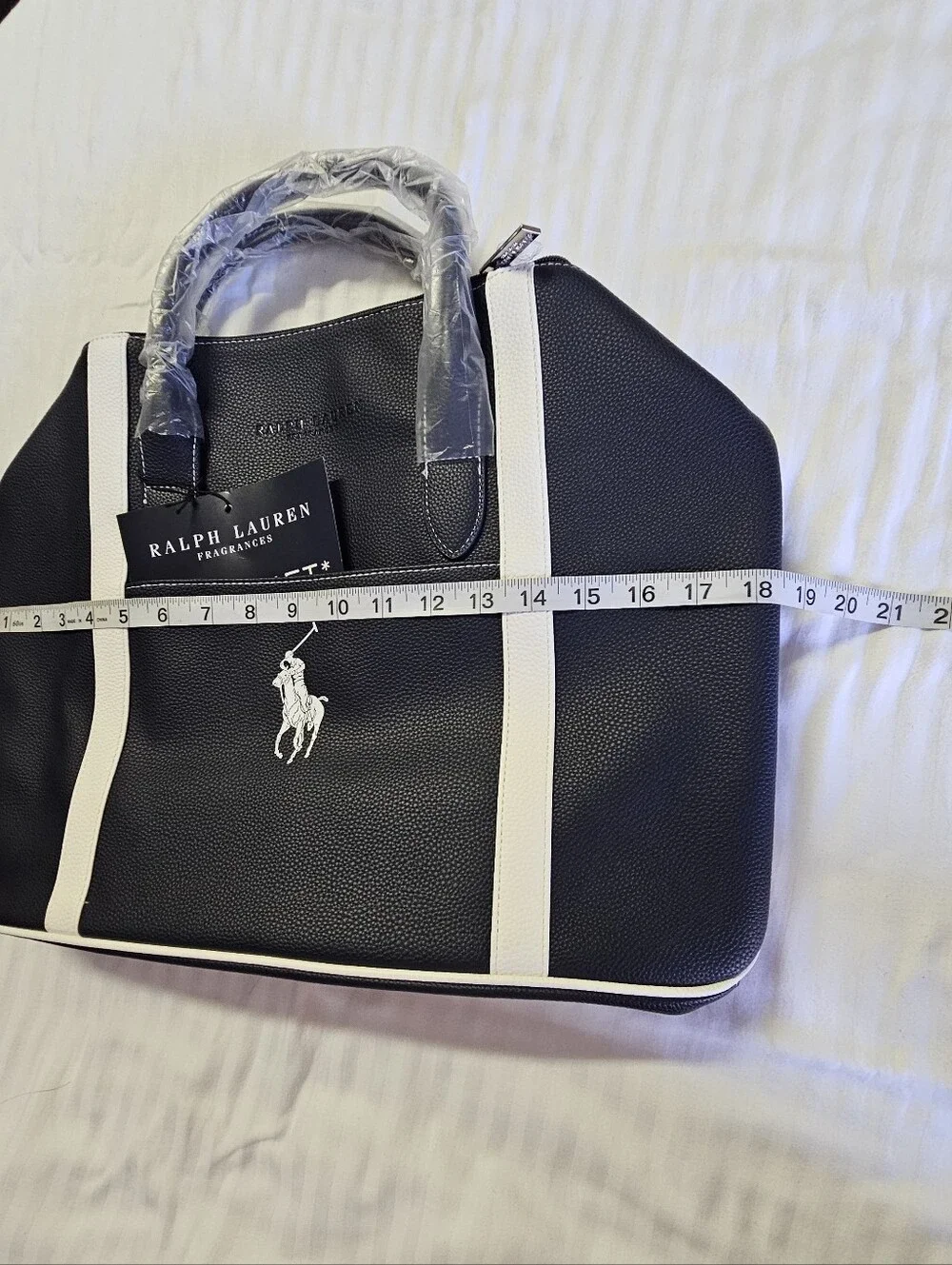Ralph Lauren Navy and White Polo Duffle Bag